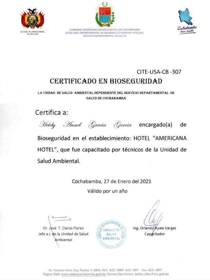 Americana Hotel Cochabamba Exterior foto